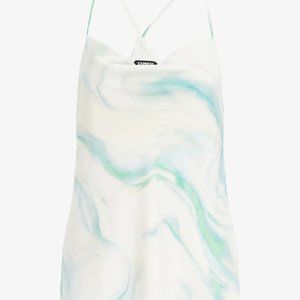 Express Abstract Marble Print Satin Racerback Cowl Neck Cami NWOT S
